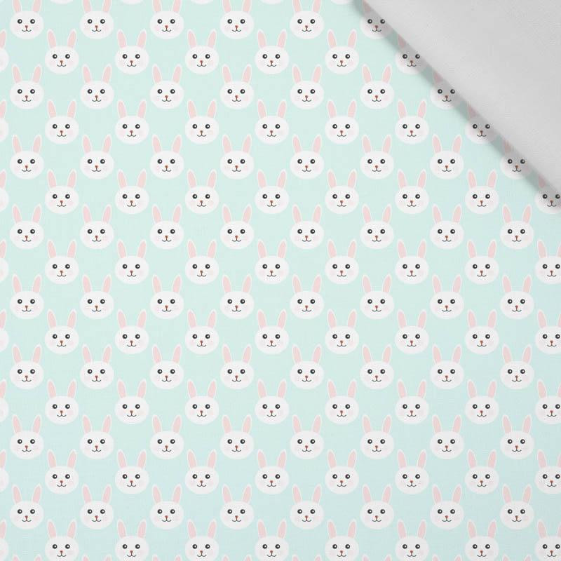 MAŁE ZAJĄCZKI / blada mięta - tkanina bawełniana
