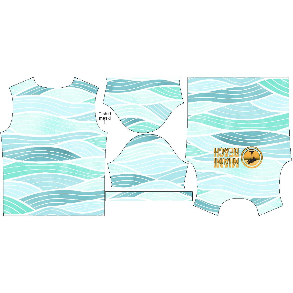 T-SHIRT MĘSKI - MIAMI BEACH / fale - single jersey