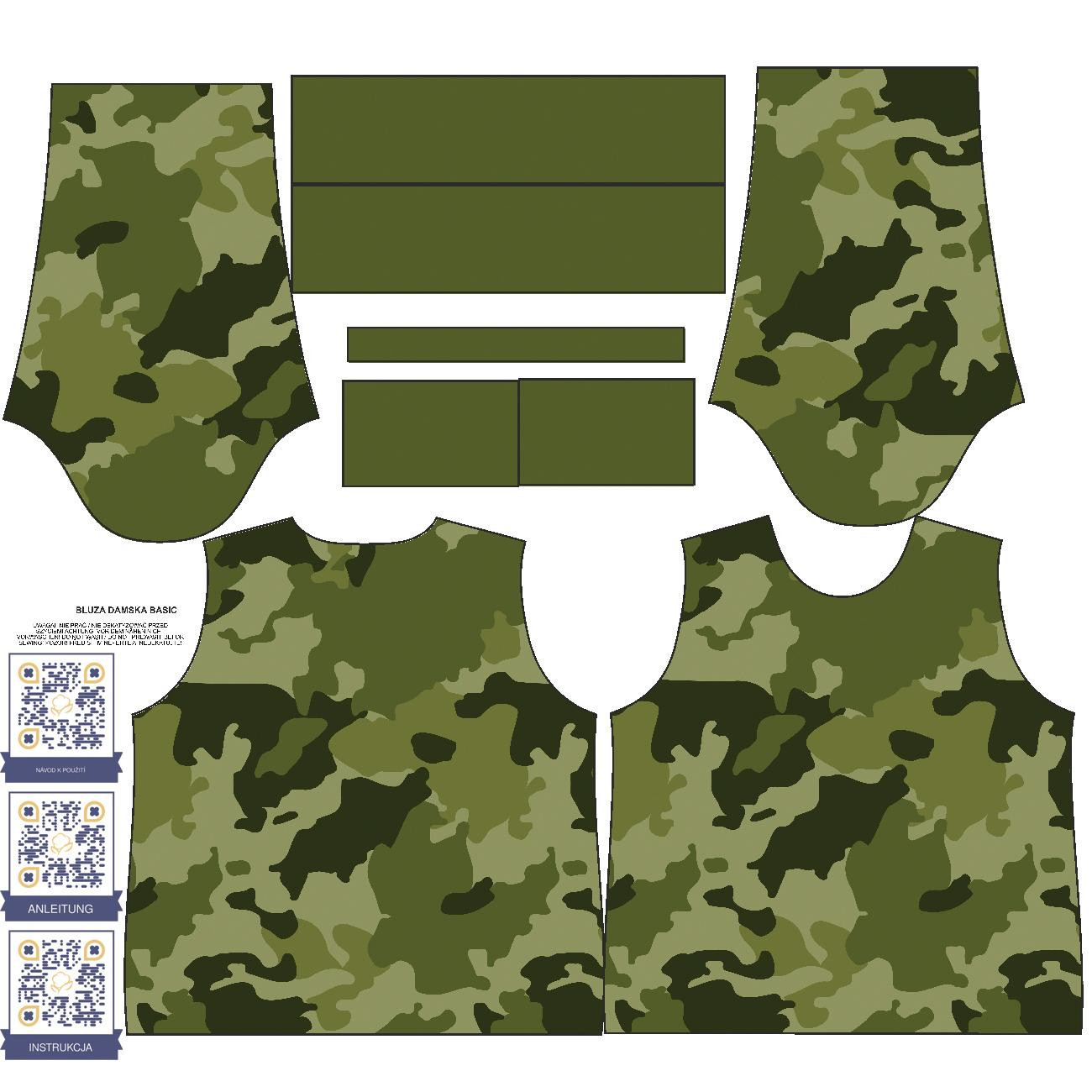 BLUZA DAMSKA (HANA) BASIC - MORO WZ. 3 / oliwkowy - zestaw do uszycia