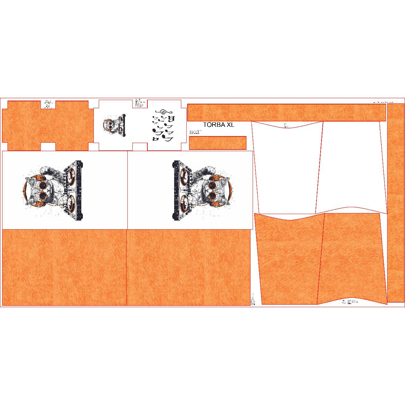 Torba XL z saszetką 2 w 1 - MUSIC CAT - zestaw do uszycia