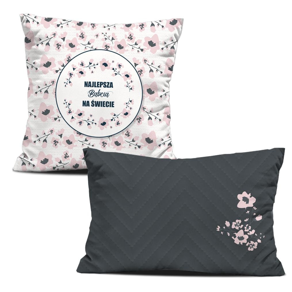 PODUSZKI DEKORACYJNE - Najlepsza Babcia na Świecie/ malowane kwiaty wz. 2
