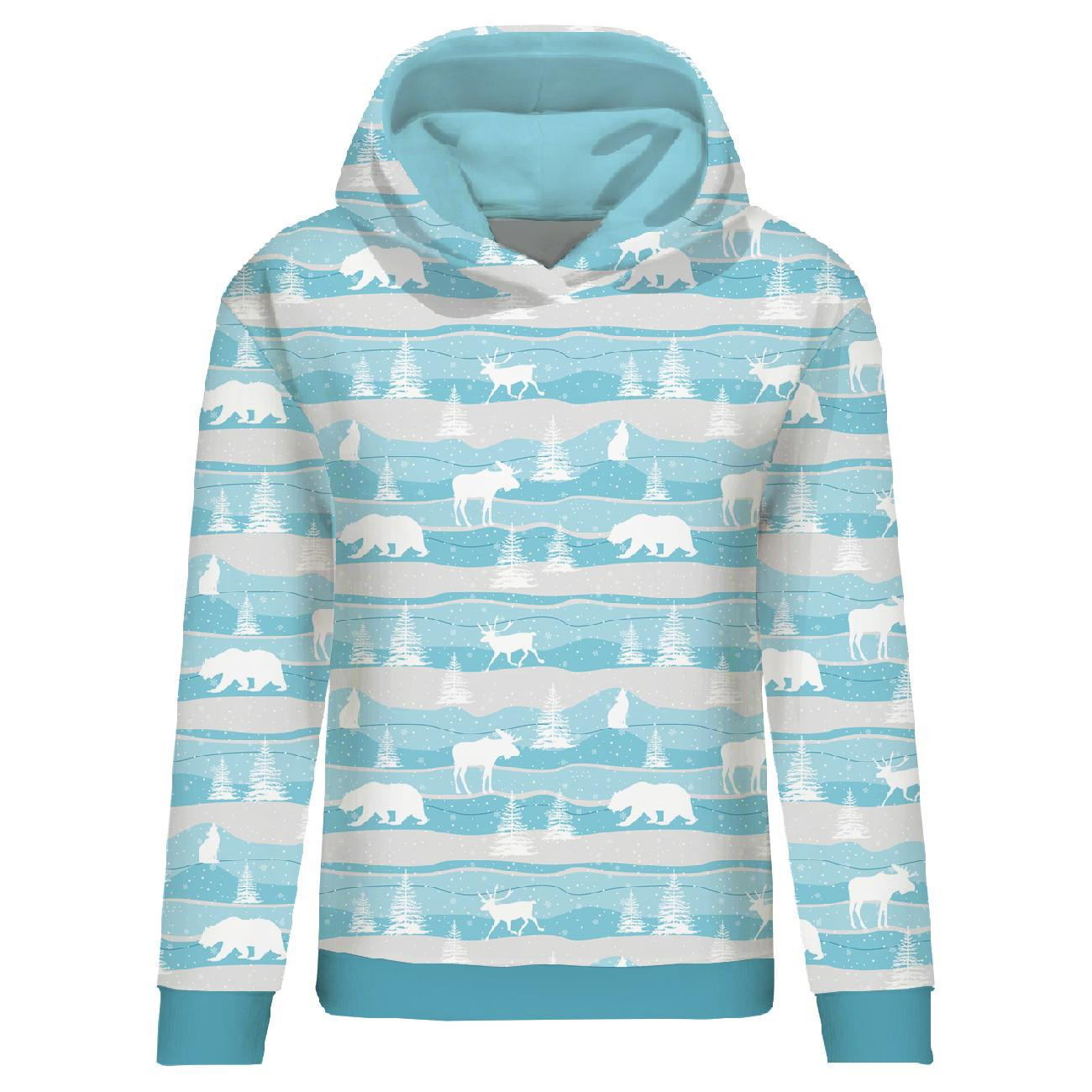 BLUZA DAMSKA (POLA) CLASSIC Z KAPTUREM - ALASKA / błękitny - dzianina pętelkowa