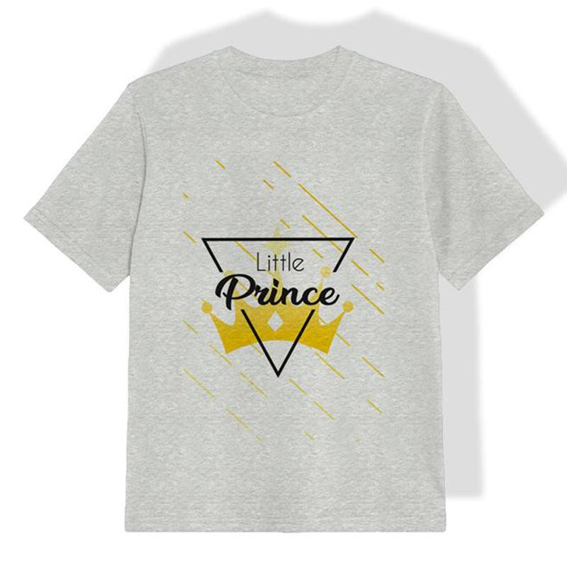 T-SHIRT DZIECIĘCY - LITTLE PRINCE / M-01 melanż jasnoszary - single jersey