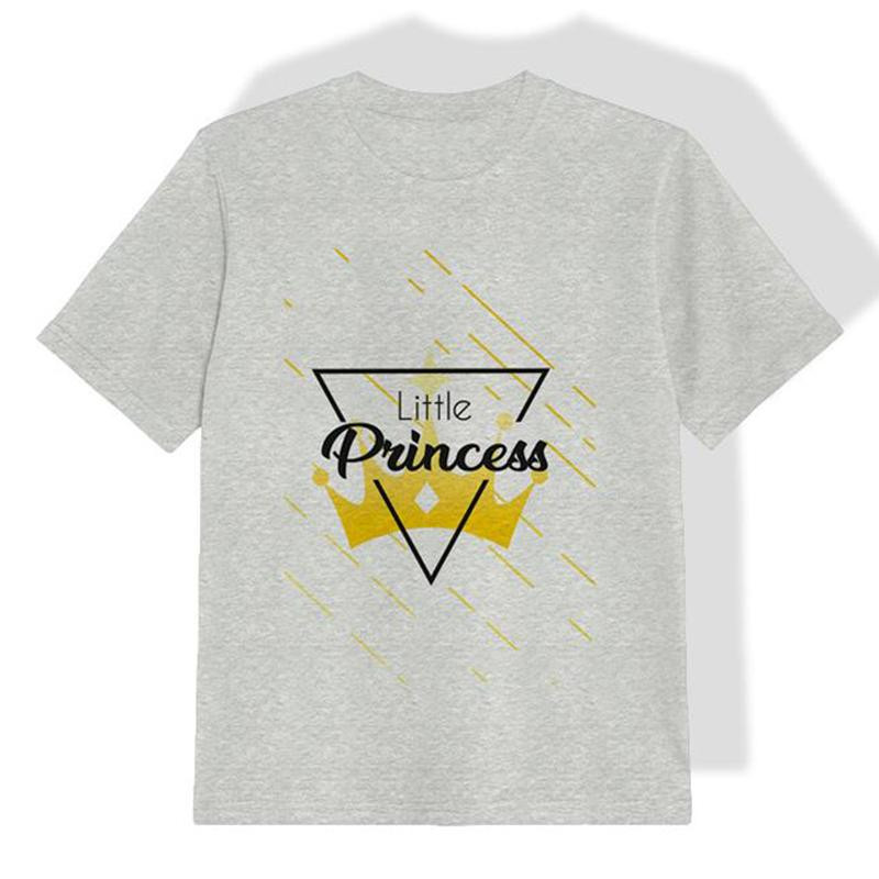 T-SHIRT DZIECIĘCY - LITTLE PRINCESS / M-01 melanż jasnoszary - single jersey