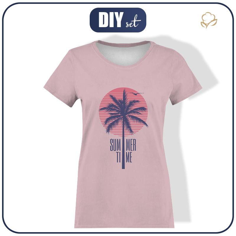 T-SHIRT DAMSKI - SUMMER TIME / róż - single jersey