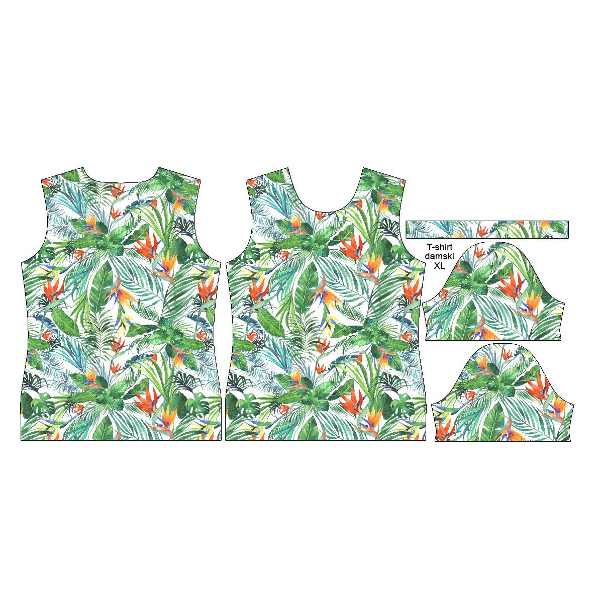T-SHIRT DAMSKI - RAJSKA DŻUNGLA / biały - single jersey
