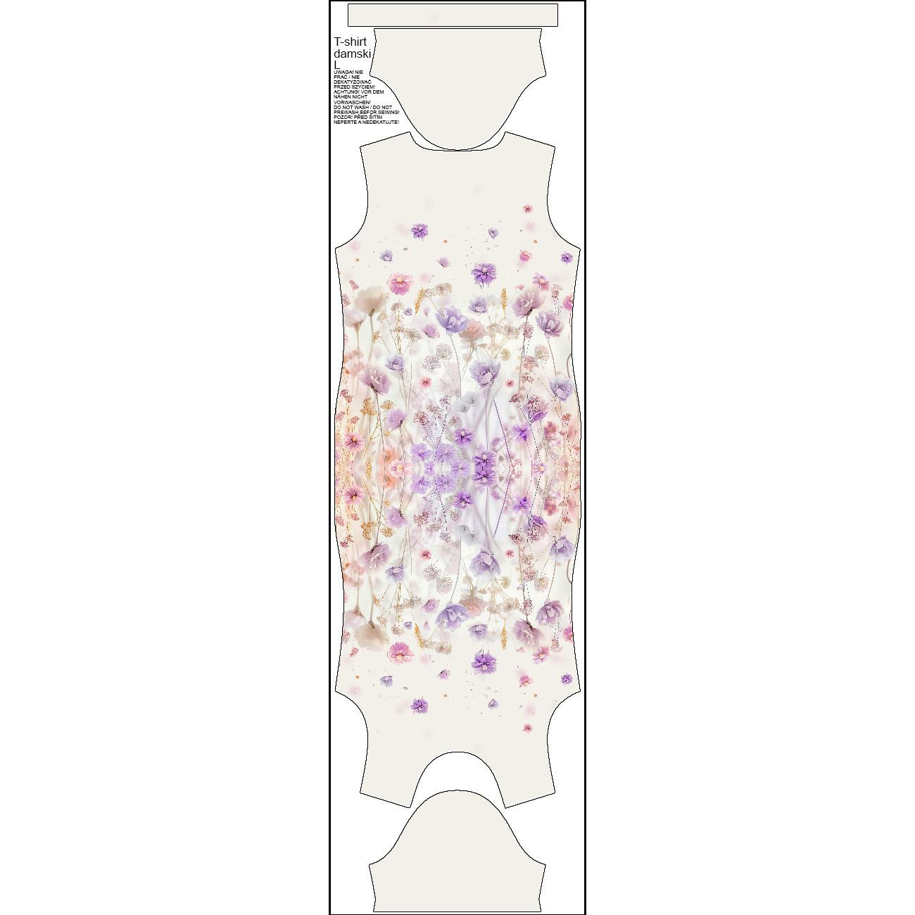 T-SHIRT DAMSKI - FLOWERS wz.10 - zestaw do uszycia