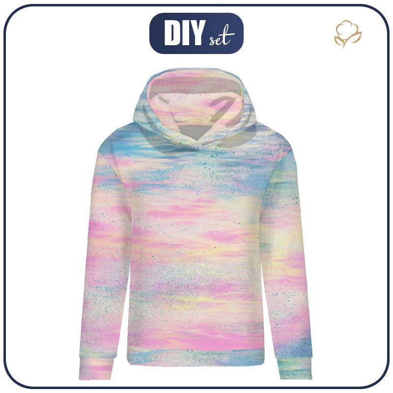 BLUZA DAMSKA (POLA) CLASSIC Z KAPTUREM - TĘCZOWY OCEAN wz. 5 -  dzianina pętelkowa