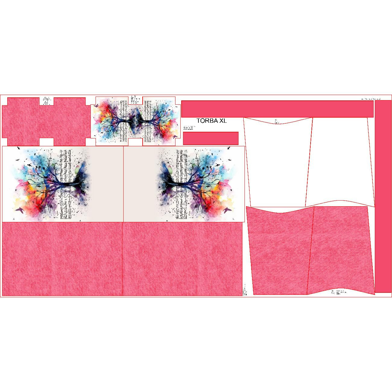 Torba XL z saszetką 2 w 1 - WATERCOLOR MUSIC wz.1 - zestaw do uszycia