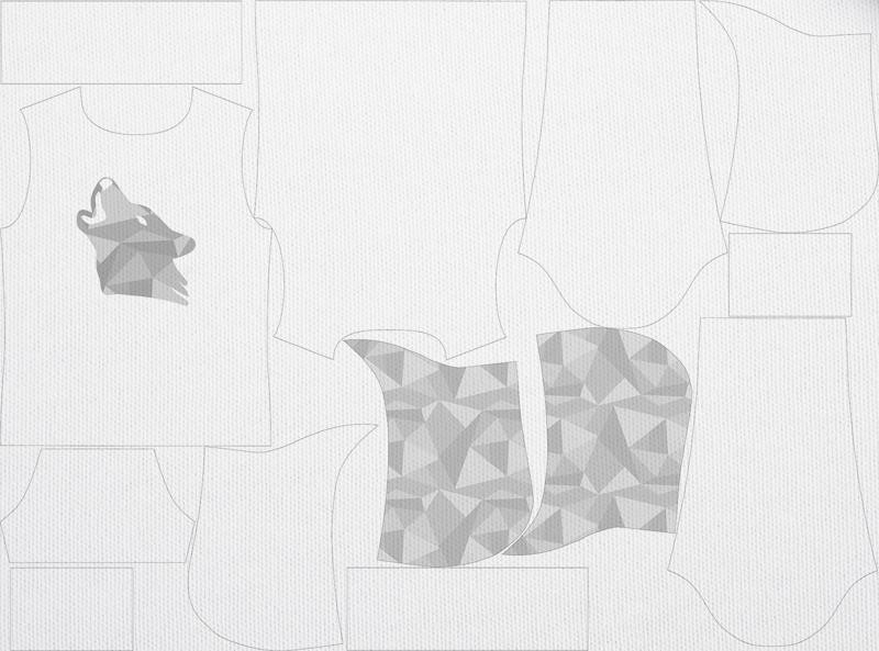 MĘSKA BLUZA Z KAPTUREM (COLORADO) - GEOMETRYCZNY WILK (ADVENTURE) / biała - zestaw do uszycia