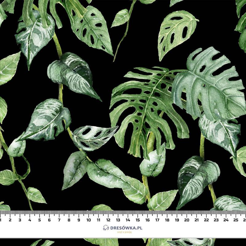 TROPIKALNE LIŚCIE MIX  wz. 2 / czarny (JUNGLE/ MONSTERA)