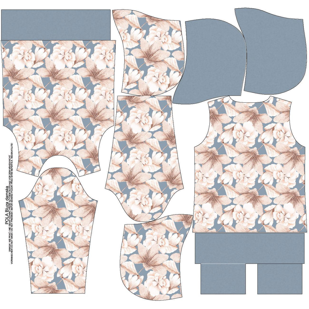 BLUZA DAMSKA (POLA) CLASSIC Z KAPTUREM - RETRO FLOWERS WZ. 2 - zestaw do uszycia