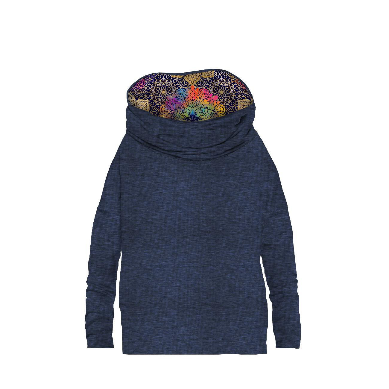 BLUZA DAMSKA (FURIA) NIETOPERZ Z KOMINEM - MELANŻ NAVY / MANDALA wz. 2 - zestaw do uszycia