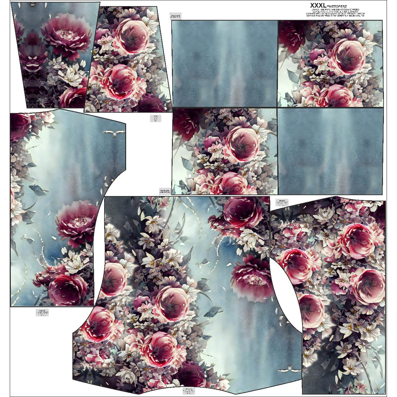 BLUZA DAMSKA (FURIA) NIETOPERZ Z KOMINEM - VINTAGE FLOWERS wz. 5 - zestaw do uszycia