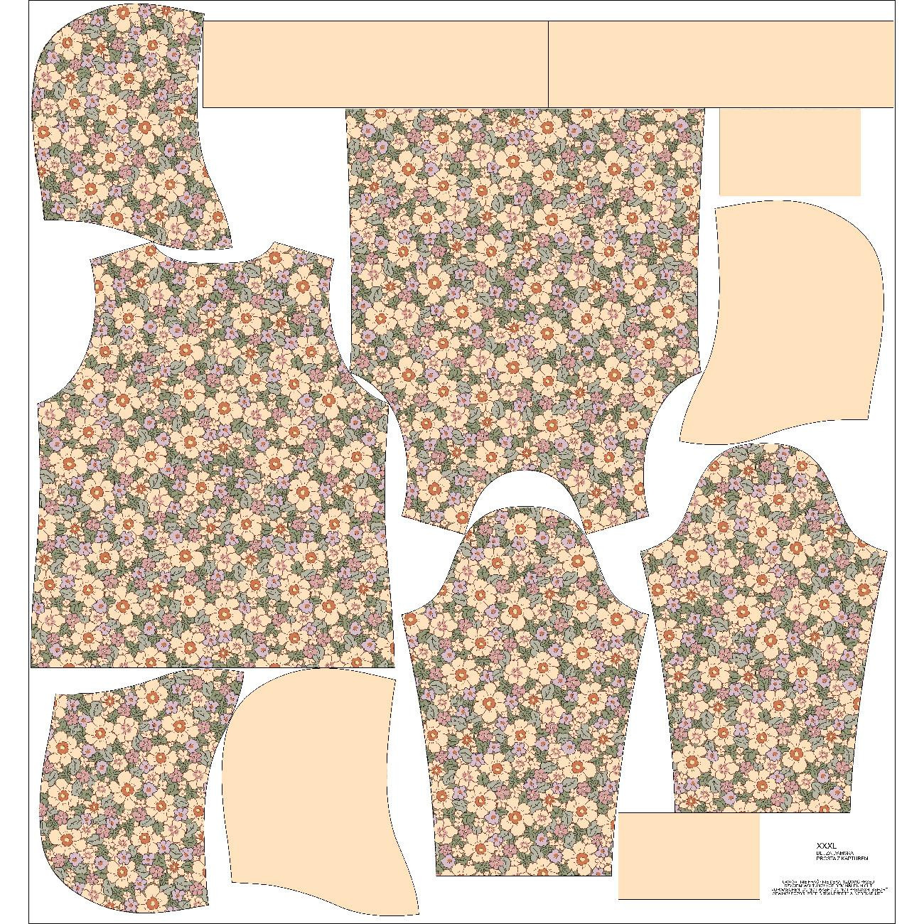 BLUZA DAMSKA (POLA) CLASSIC Z KAPTUREM - PASTELOWE KWIATY WZ. 2 - zestaw do uszycia