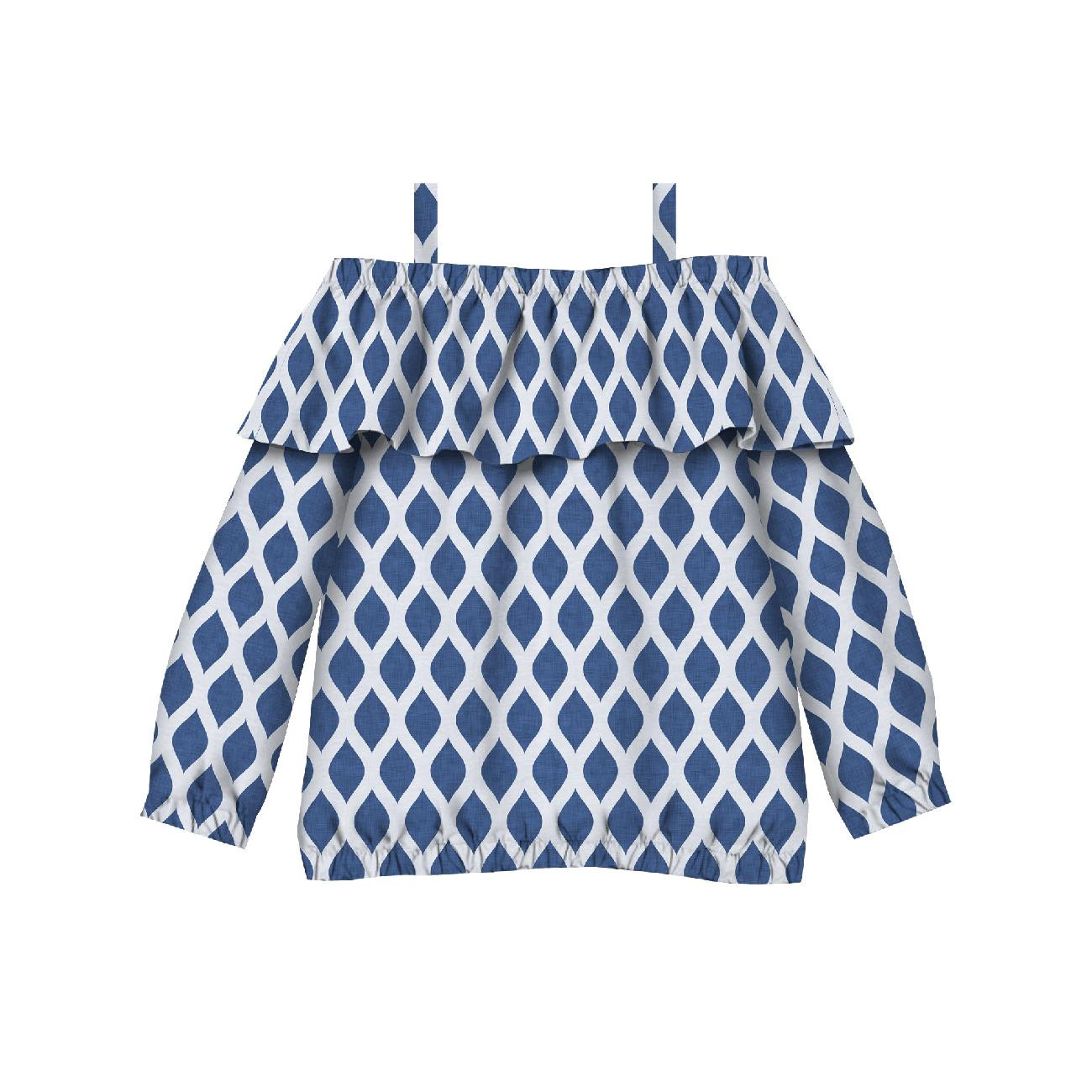 Bluzka hiszpanka (VIKI) - BIAŁE ŁAŃCUCHY (CLASSIC BLUE) - zestaw do uszycia