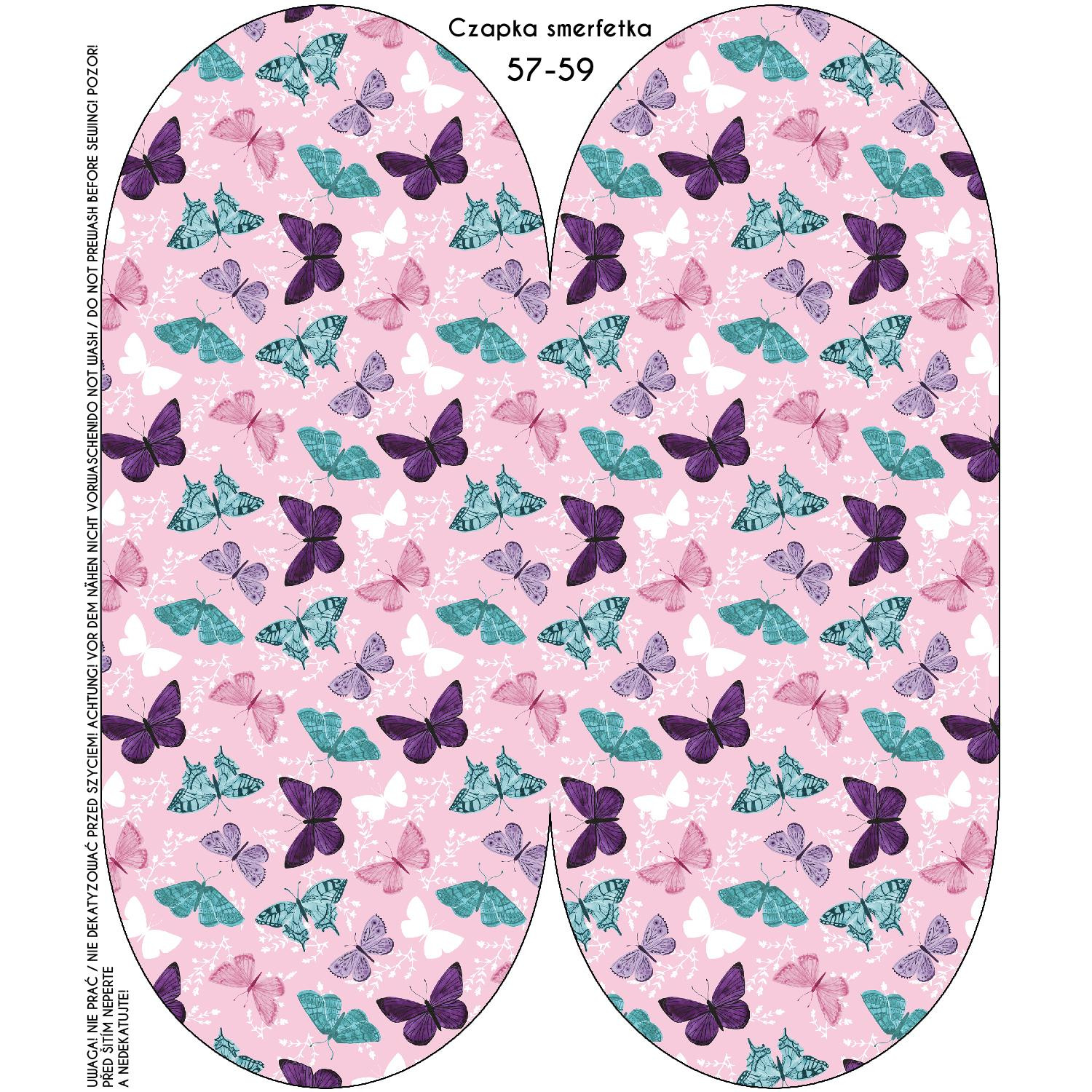 Czapka "Smerfetka" - MOTYLE wz. 5 / różowy (PURPUROWE MOTYLE) / Rozmiar do wyboru