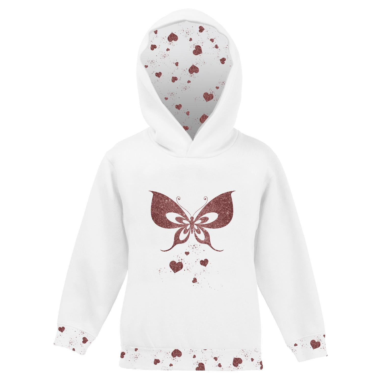 DZIECIĘCA BLUZA Z KAPTUREM (ALEX) - MOTYL wz. 6 (BROKATOWE MOTYLE) - zestaw do uszycia