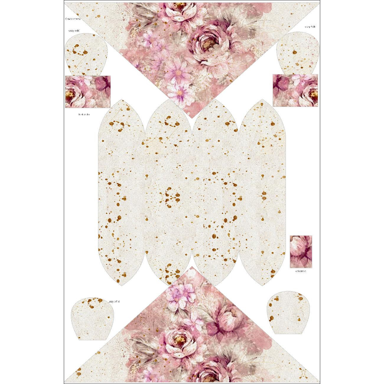 DZIECIĘCA CZAPKA I CHUSTA (MOUSE) - WATERCOLOR FLOWERS wz. 6 - zestaw do uszycia
