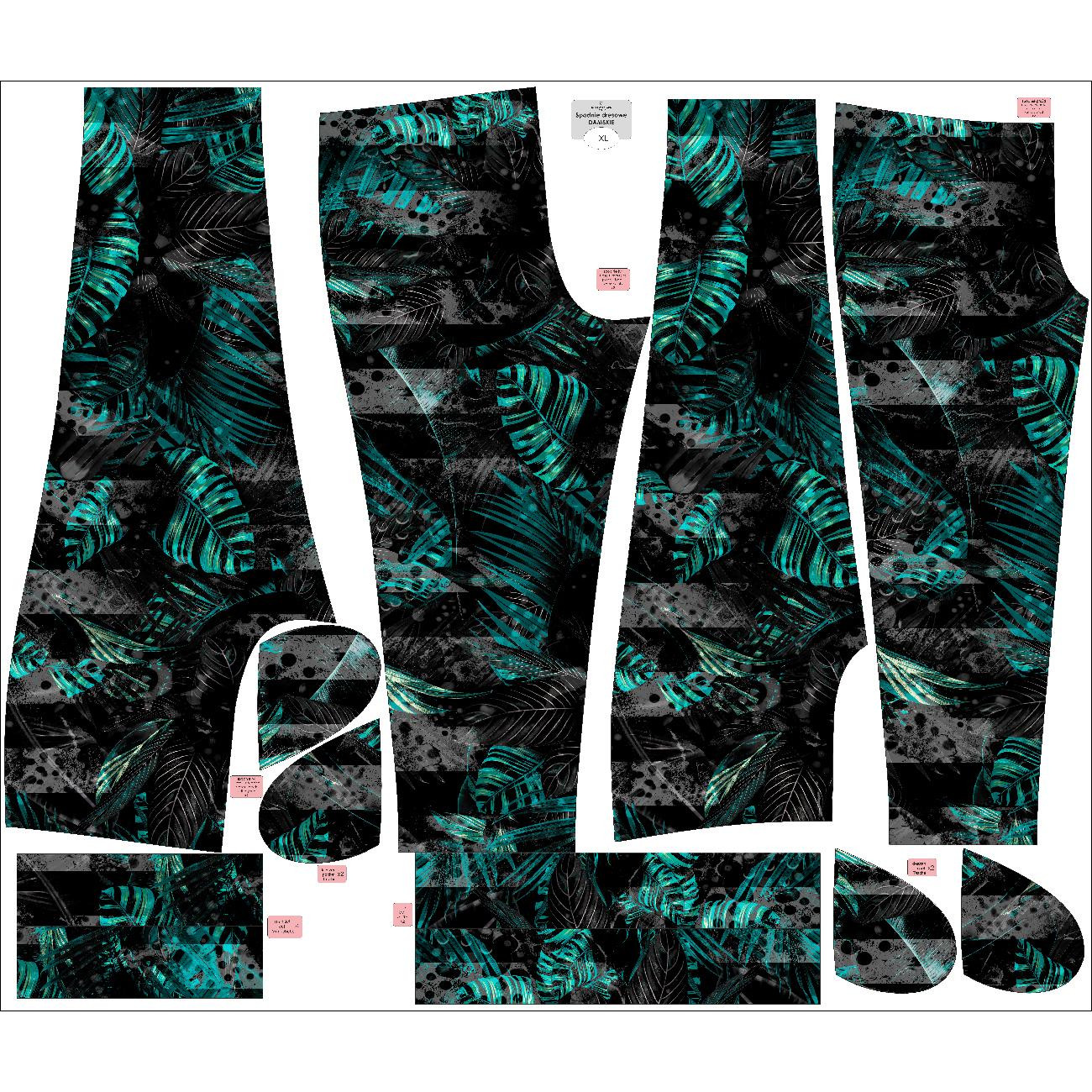 JOGGERY DAMSKIE (NOEMI) - JUNGLE ZEBRA / MONSTERA - zestaw do uszycia