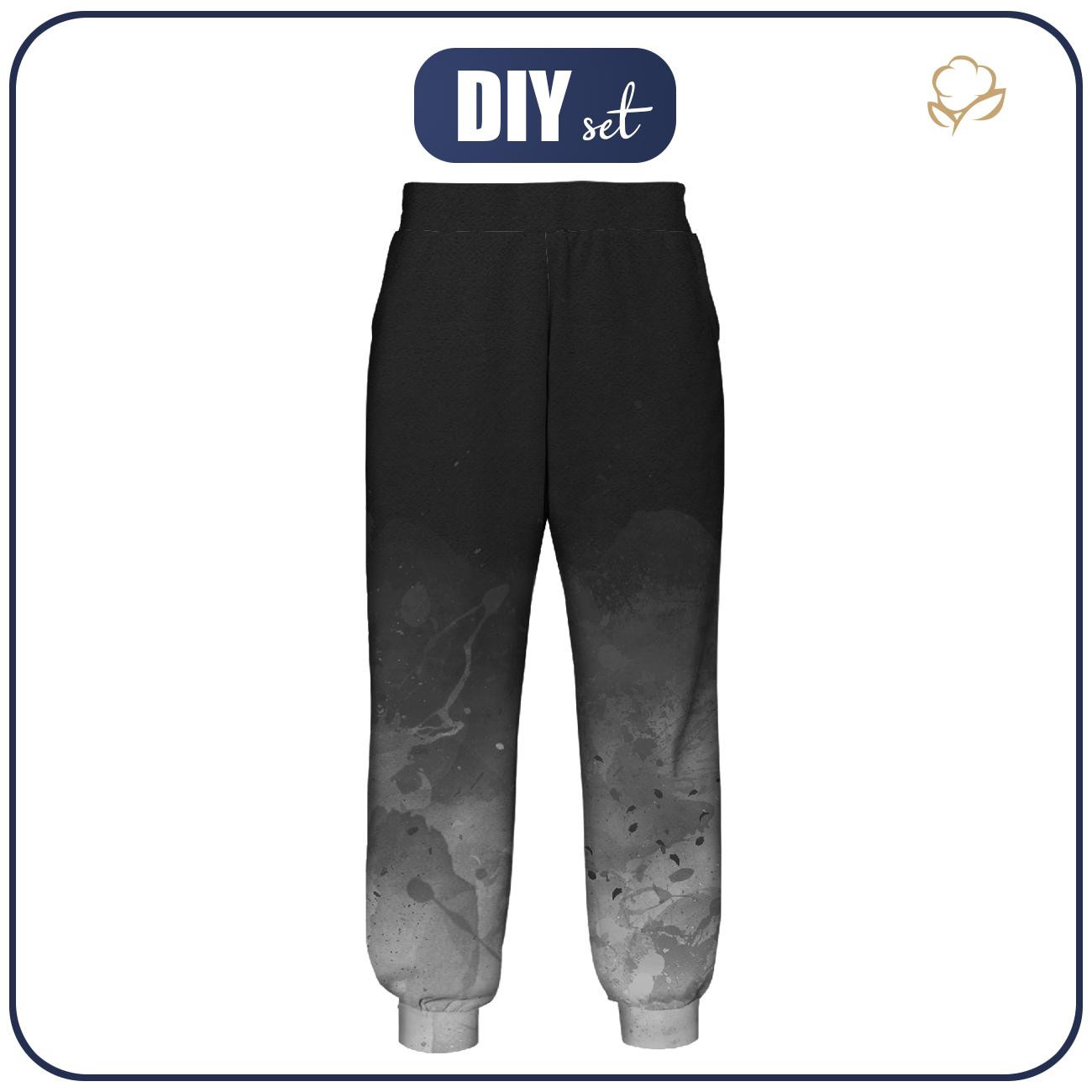 JOGGERY DAMSKIE (NOEMI) - KLEKSY (szary) / czarny - zestaw do uszycia
