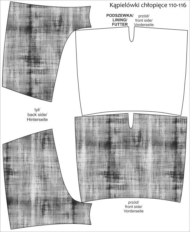 Kąpielówki dla chłopca - ACID WASH wz. 2 (czarny) - zestaw do uszycia