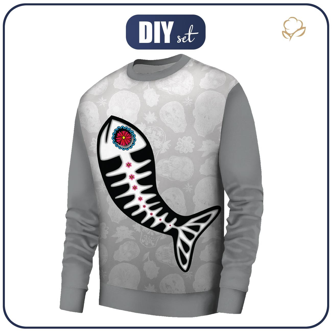MĘSKA BLUZA (OREGON) BASIC - RYBA PABLO (DIA DE LOS MUERTOS) - zestaw do uszycia
