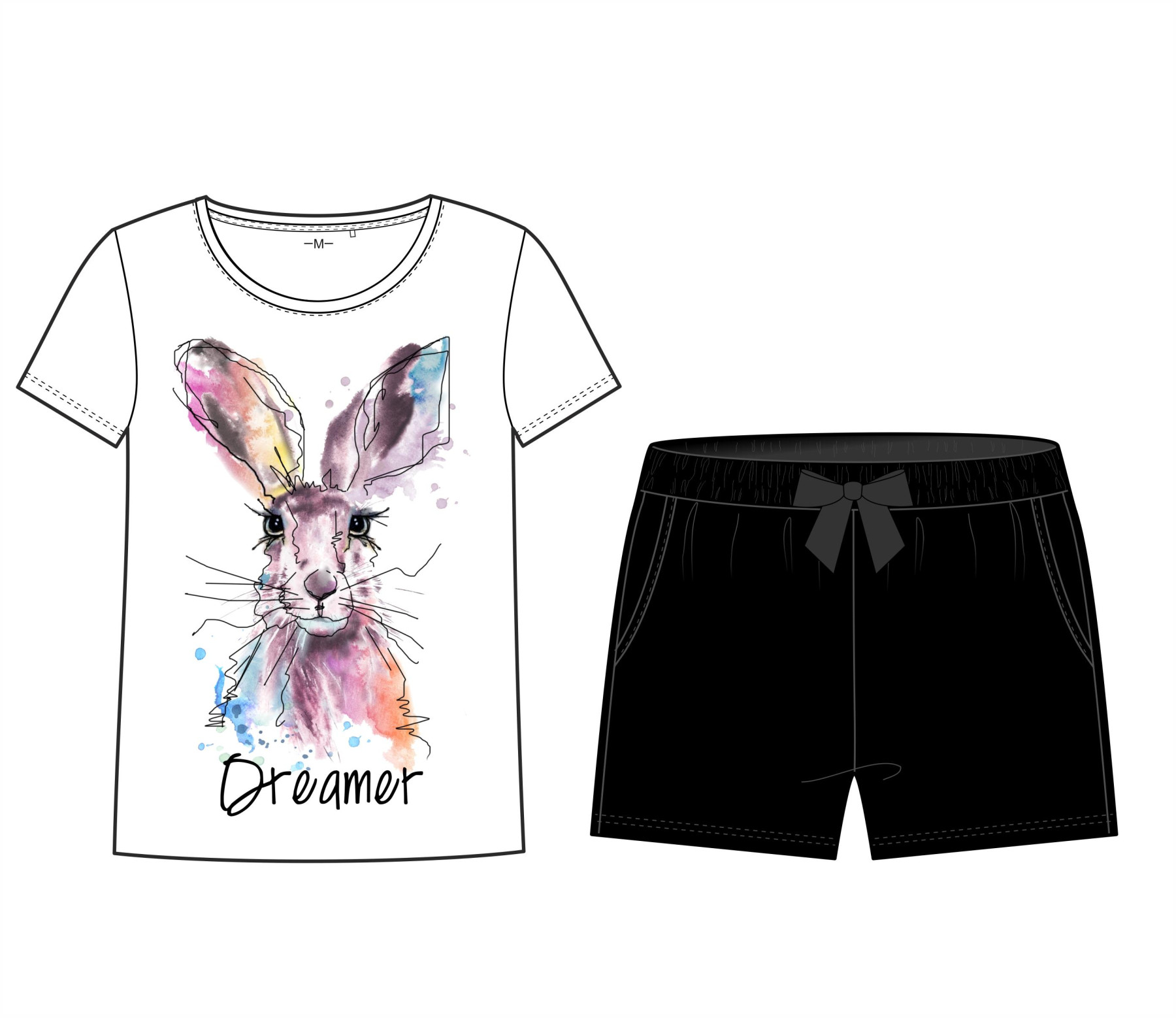 PIŻAMA-T-SHIRT "LINDA" - KRÓLIK / DREAMER - zestaw do uszycia