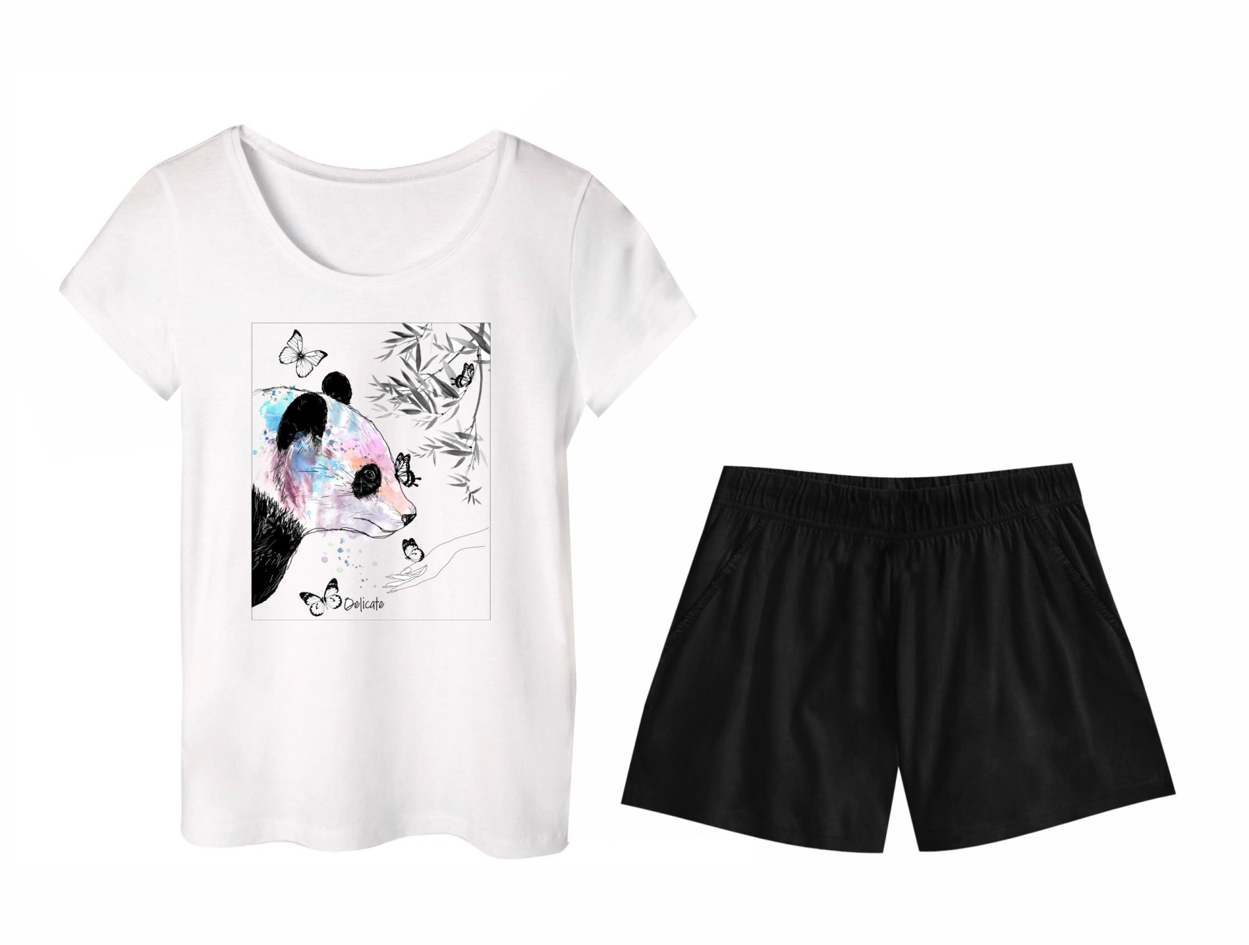 PIŻAMA-T-SHIRT "LINDA" - PANDA - zestaw do uszycia