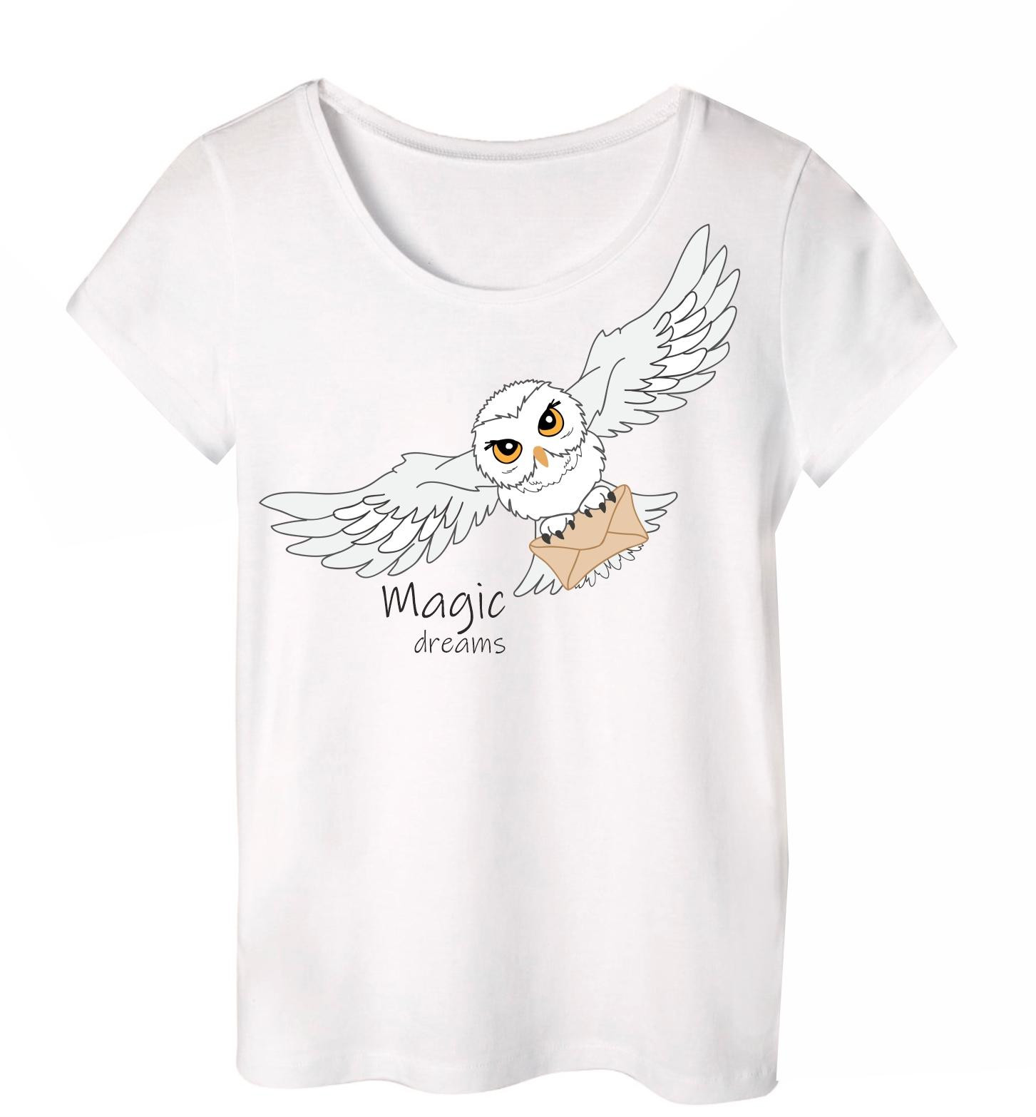 PIŻAMA-T-SHIRT "LINDA" - SOWA  (MAGICZNA SZKOŁA) - zestaw do uszycia
