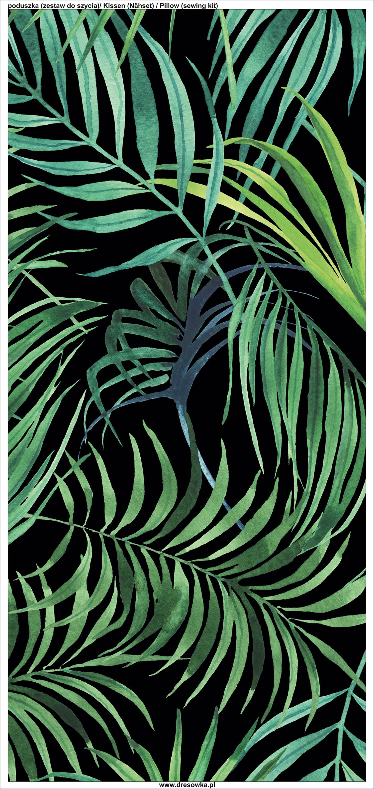 PODUSZKA 45X45 - LIŚCIE PALMY wz. 4 / czarny - zestaw do uszycia
