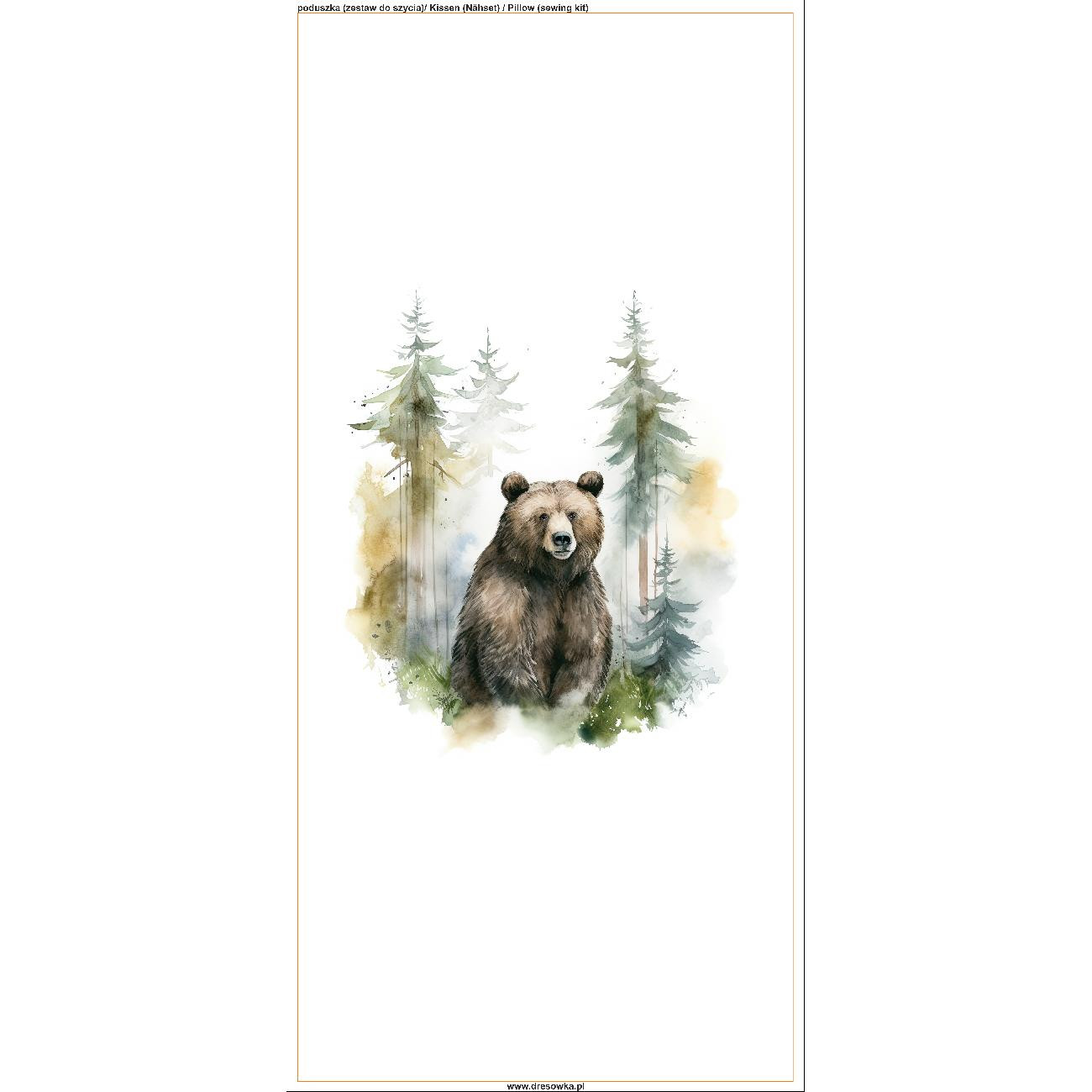 PODUSZKA 45X45 - WATERCOLOR BEAR - zestaw do uszycia