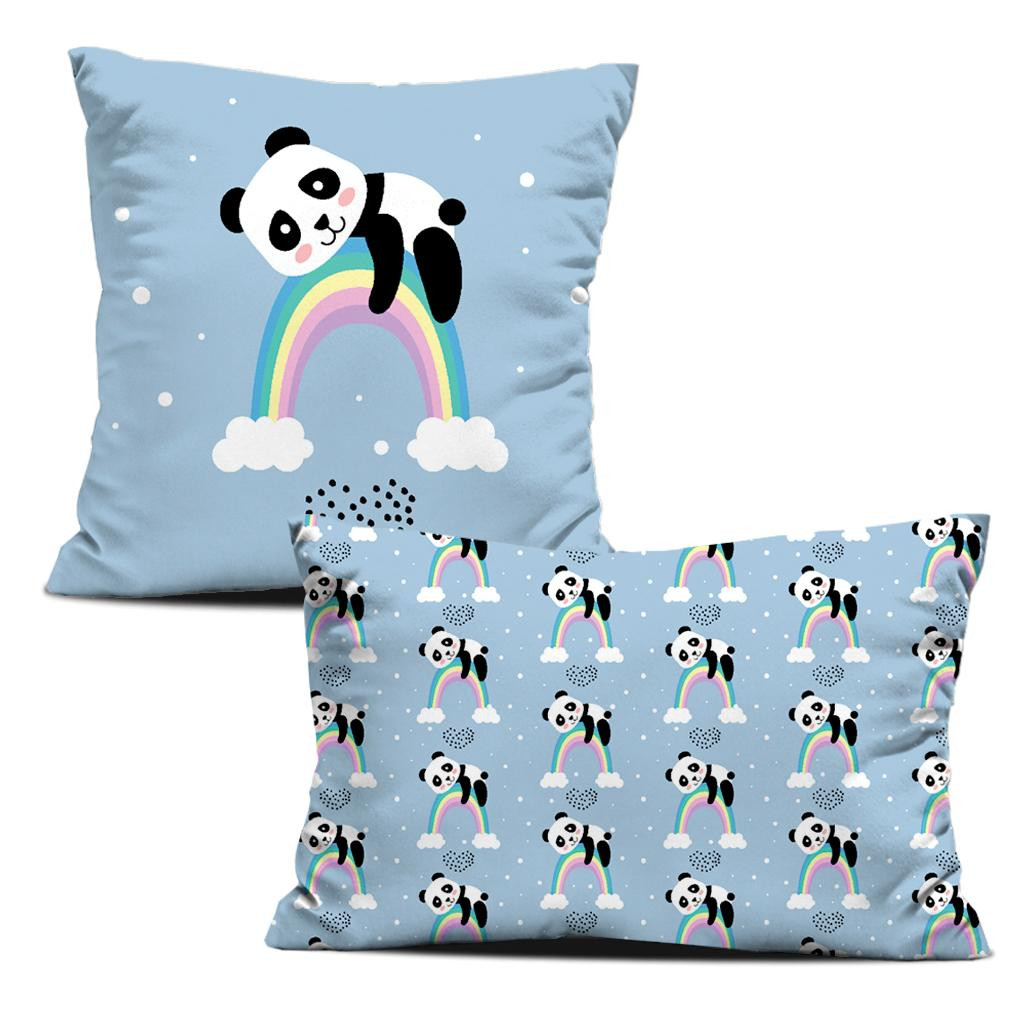 PODUSZKI DEKORACYJNE - PANDA NA TĘCZY