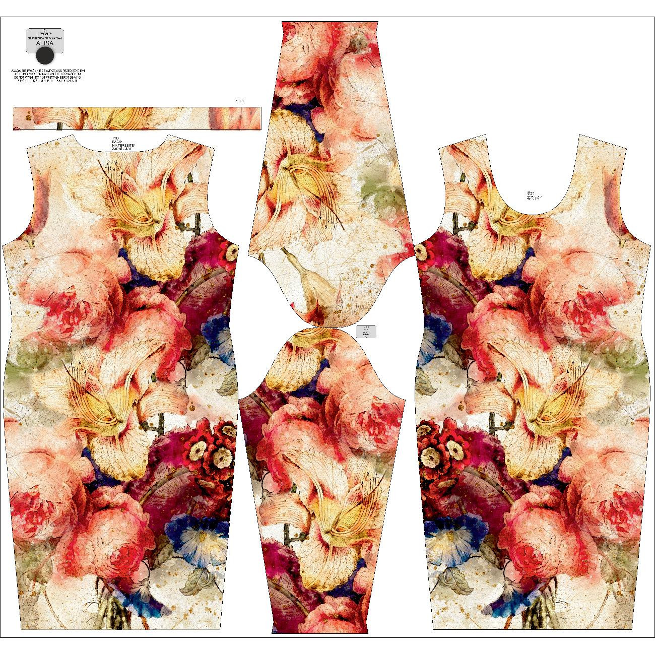 SUKIENKA OŁÓWKOWA (ALISA) - WATERCOLOR FLOWERS wz. 5 - zestaw do uszycia