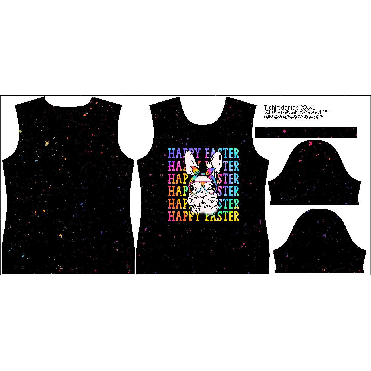 T-SHIRT DAMSKI - HAPPY EASTER / neon - zestaw do uszycia