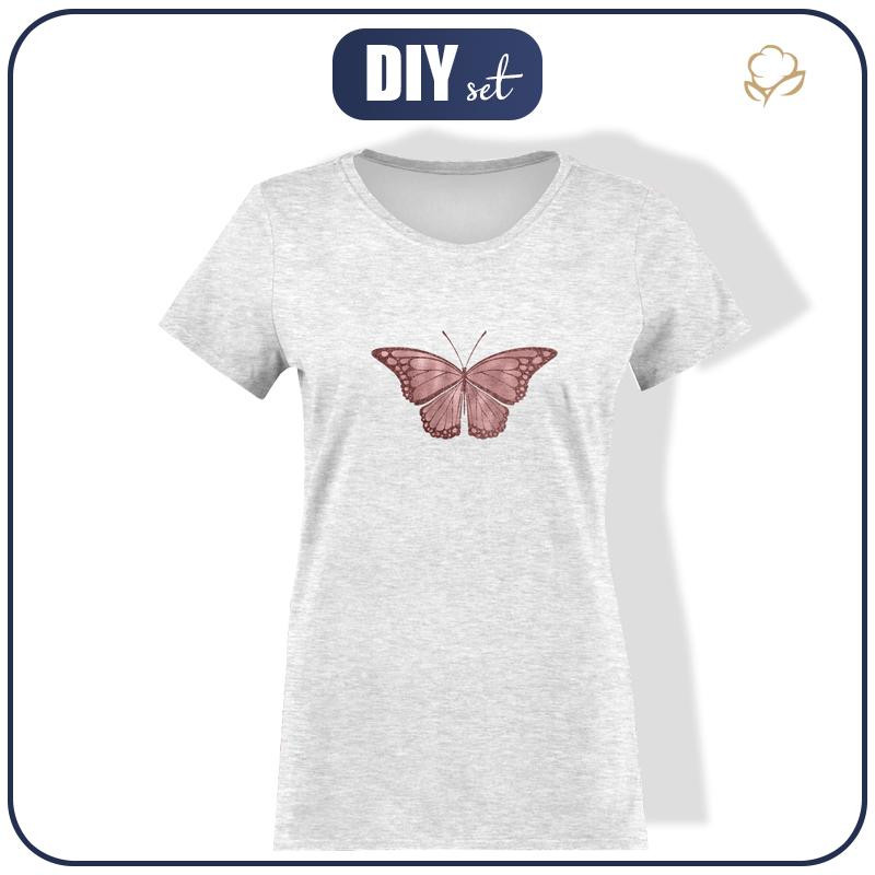 T-SHIRT DAMSKI - MOTYL wz. 1 (BROKATOWE MOTYLE) - single jersey
