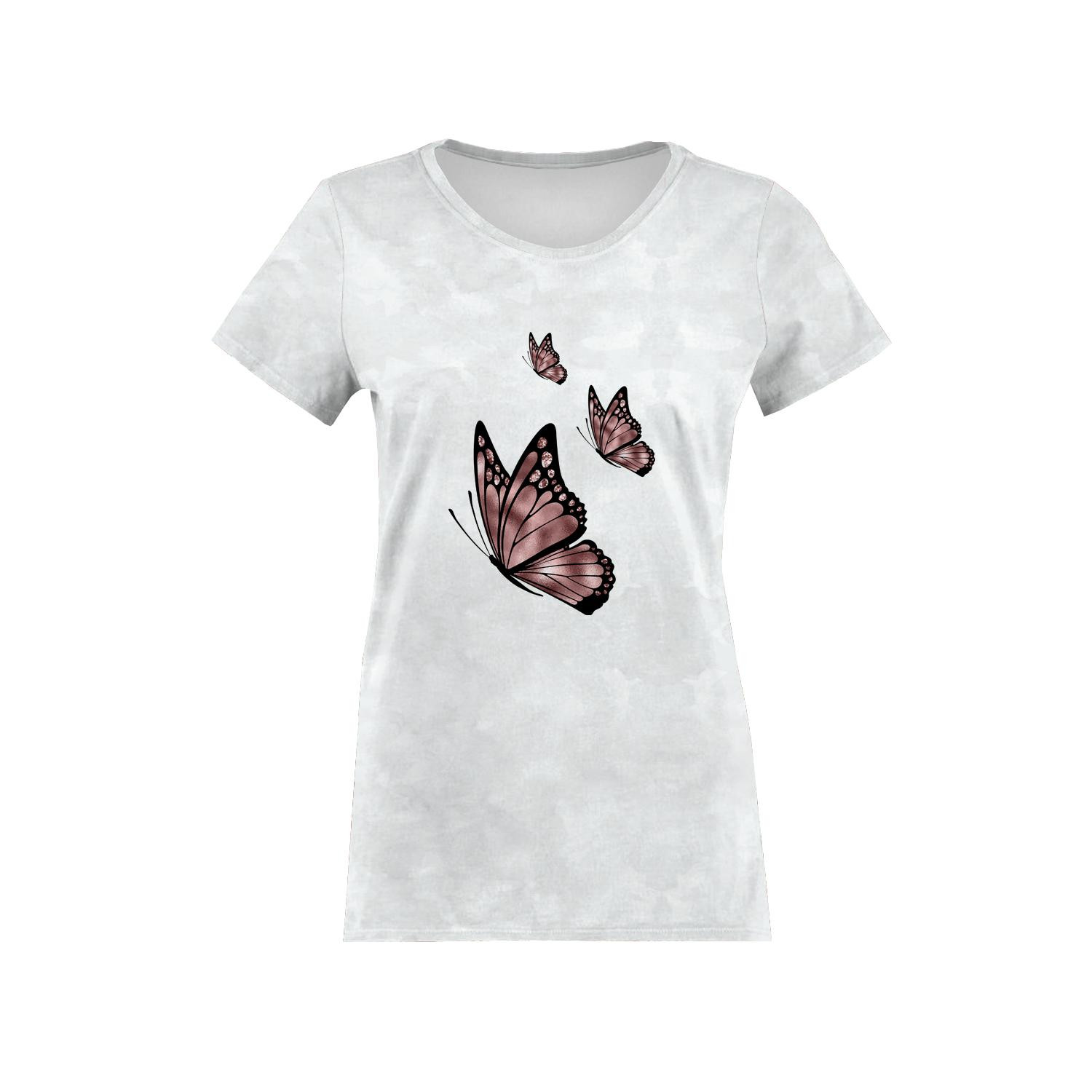 T-SHIRT DAMSKI - MOTYL wz. 3 (BROKATOWE MOTYLE) - single jersey