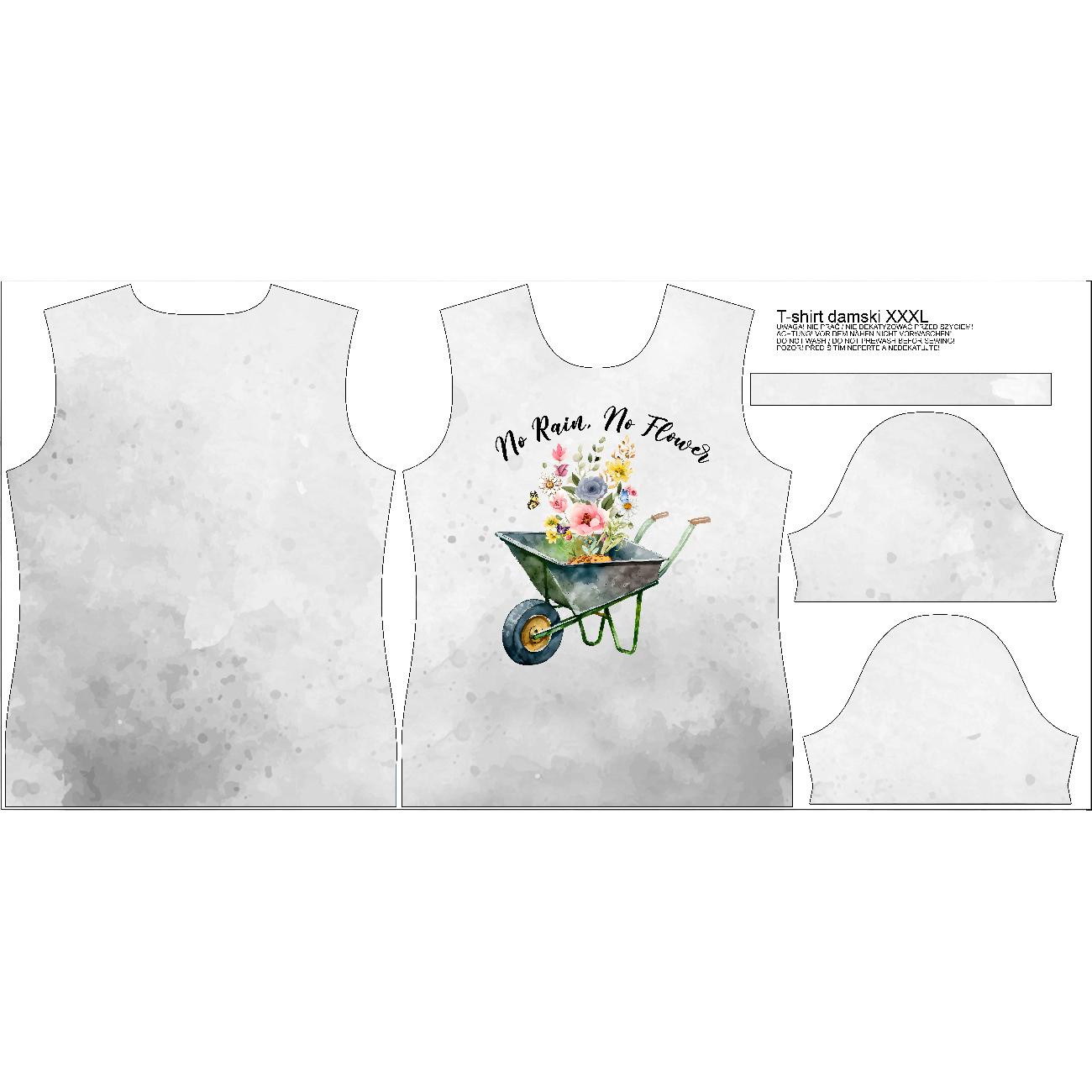 T-SHIRT DAMSKI - NO RAIN, NO FLOWER - zestaw do uszycia