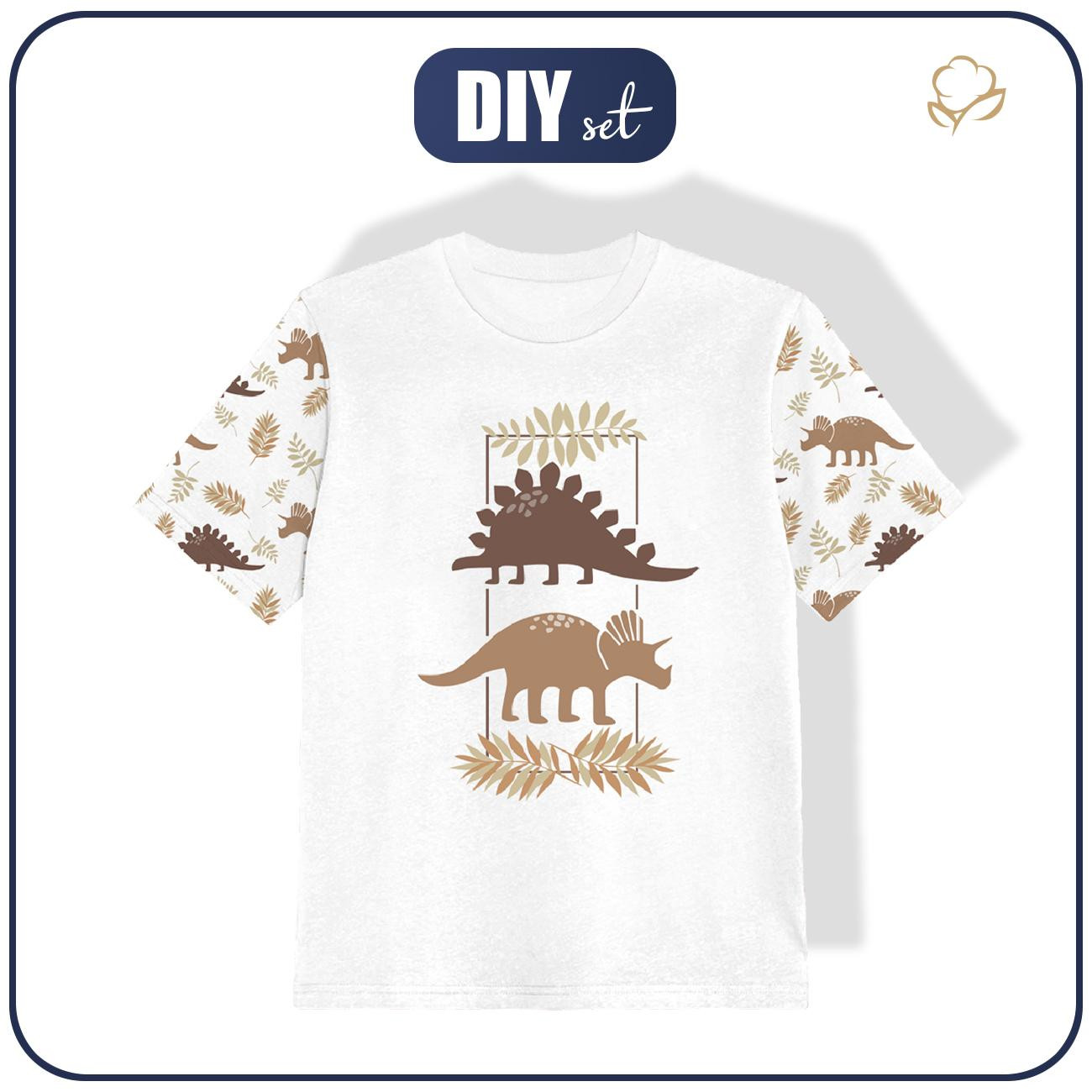 T-SHIRT DZIECIĘCY - BRĄZOWE DINOZAURY WZ. 4 - single jersey