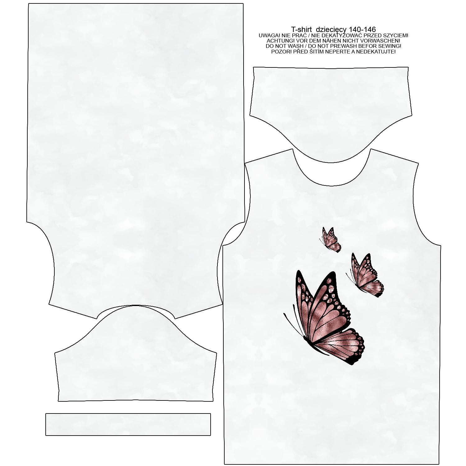 T-SHIRT DZIECIĘCY - MOTYL wz. 3 (BROKATOWE MOTYLE) - single jersey