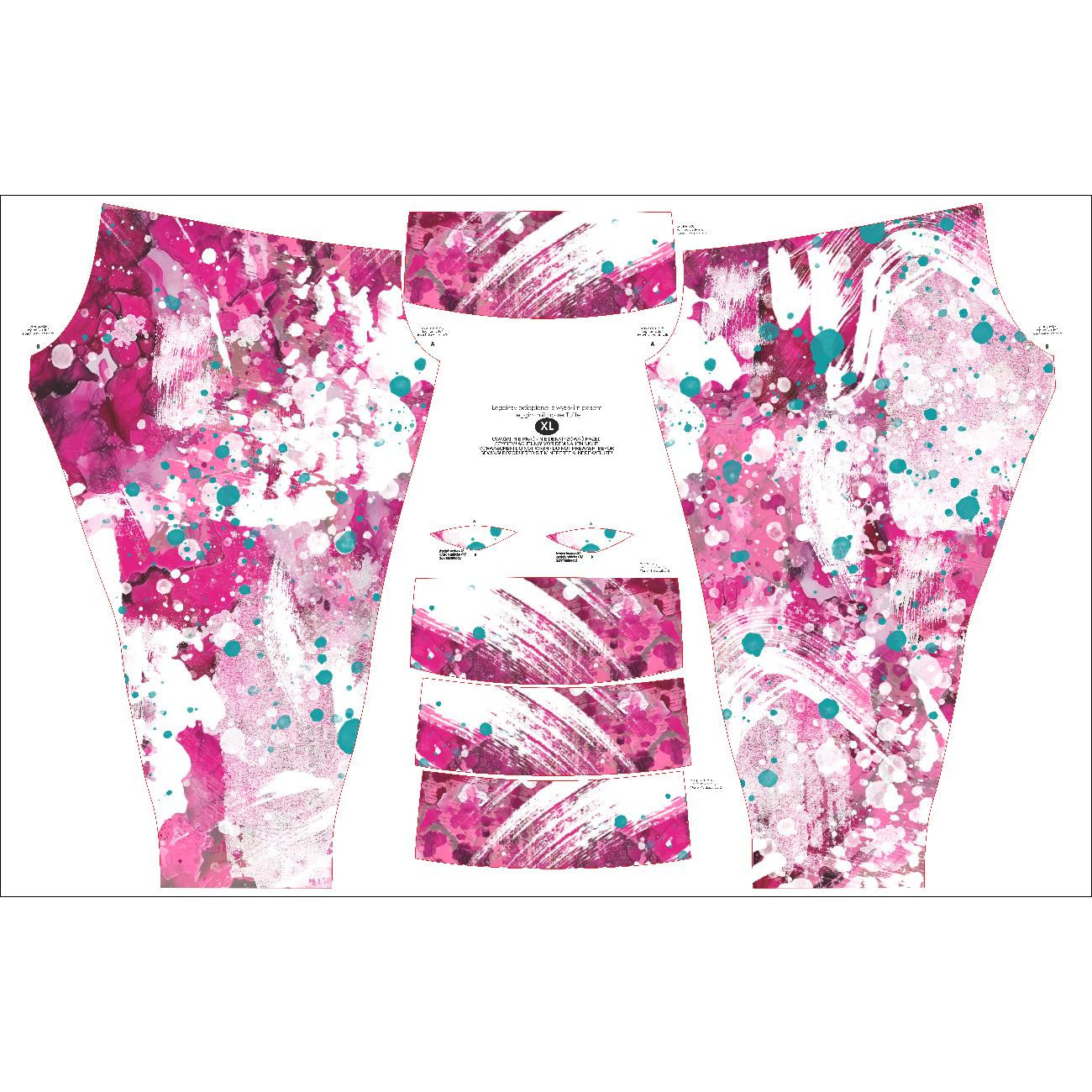 THERMO LEGGINSY DAMSKIE (GRETA) - PINK SPLATTER - zestaw do uszycia