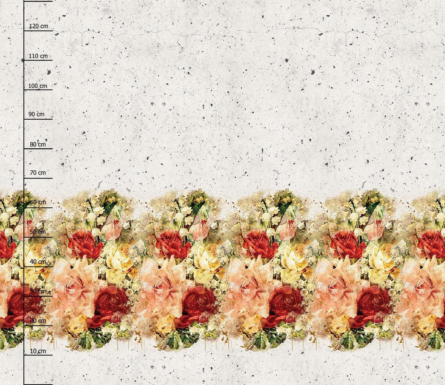 WATERCOLOR FLOWERS wz. 7 - panel sukienkowy Len 100%