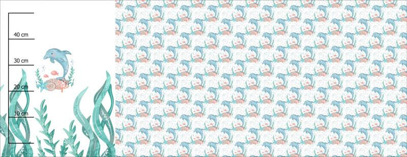 DELFIN wz. 3 (BAJKOWY OCEAN) - PANEL PANORAMICZNY SINGLE JERSEY (60cm x 155cm)