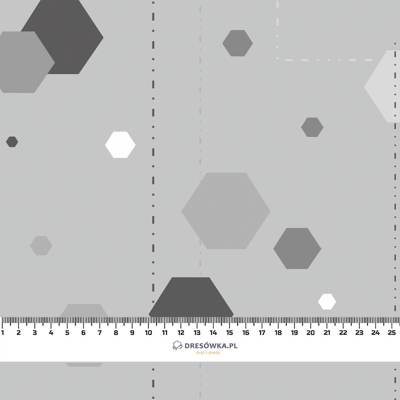 50CM HEKSAGONY / szary - Single jersey z elastanem