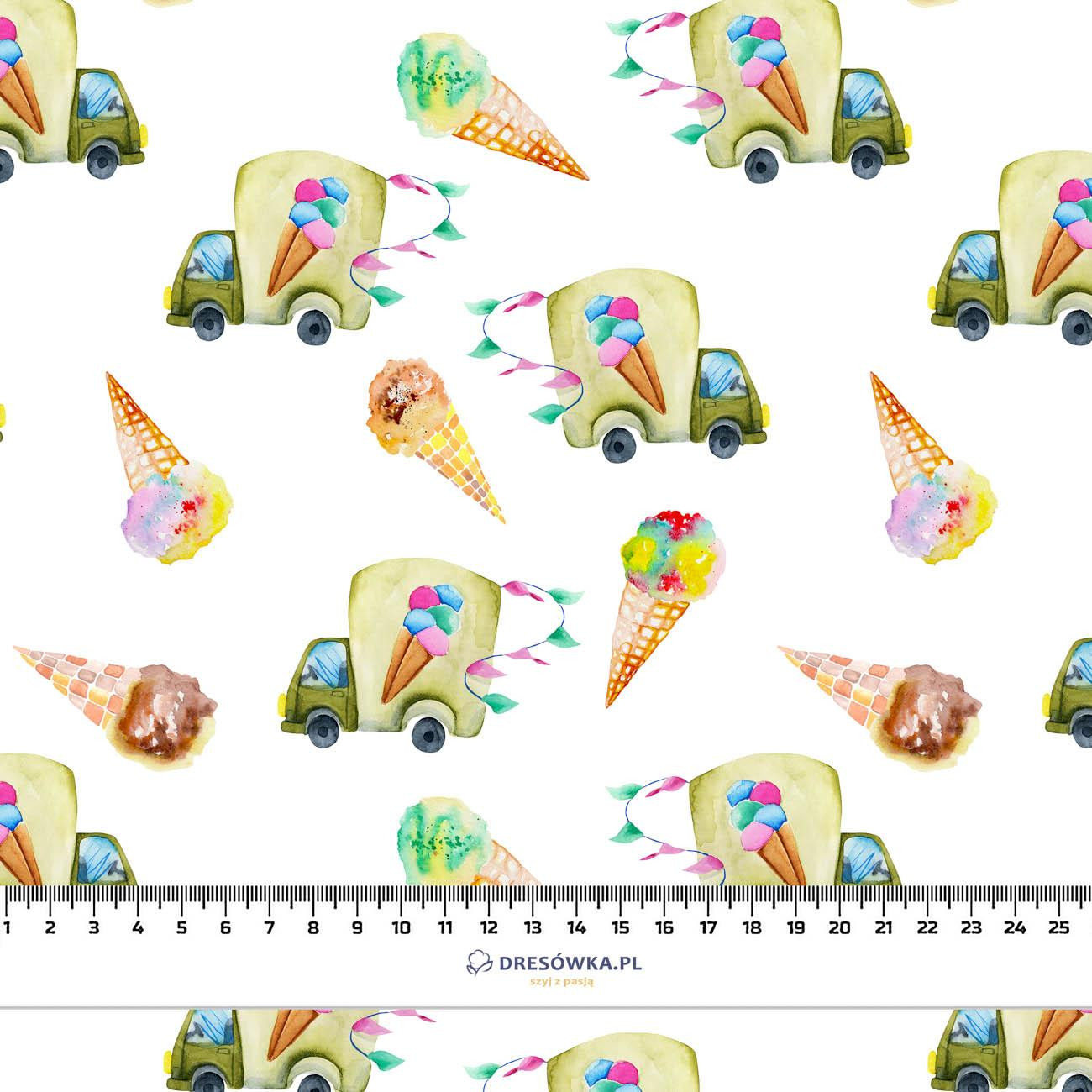 SAMOCHODY Z LODAMI (KOLOROWY TRANSPORT) - tkanina bawełniana