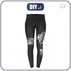 THERMO LEGGINSY DAMSKIE (GRETA) - DAMASCO KONTUR / czarny - zestaw do uszycia XS