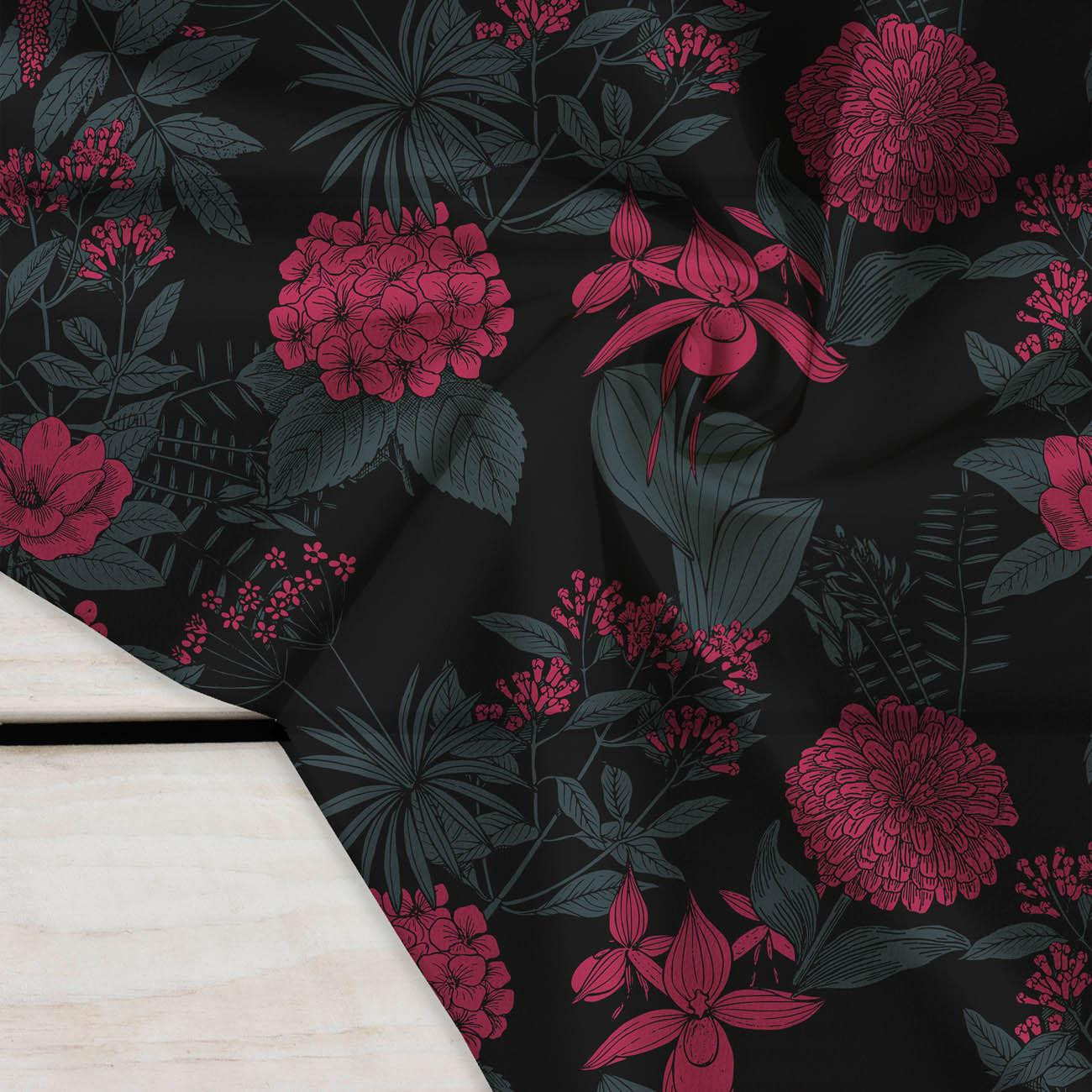 KWIATY / viva magenta - Krepa