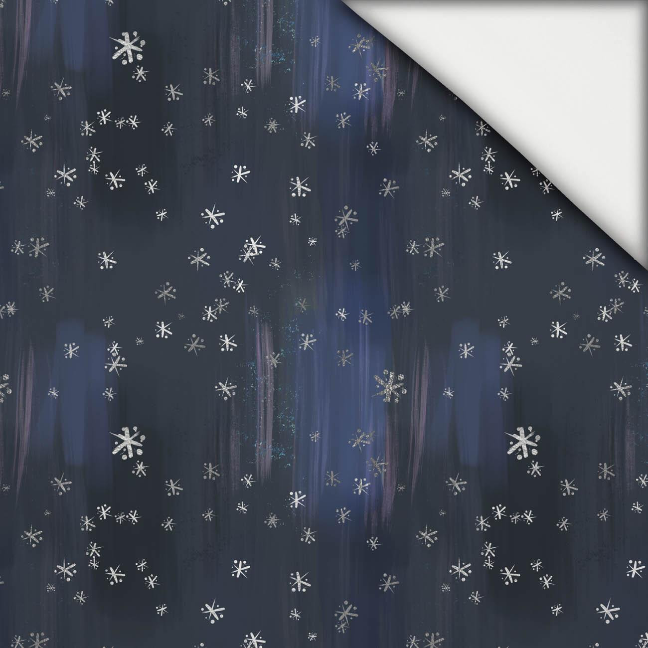 ŚNIEŻNE NIEBO / navy (ZACZAROWANA ZIMA) - lekka dzianina drapana