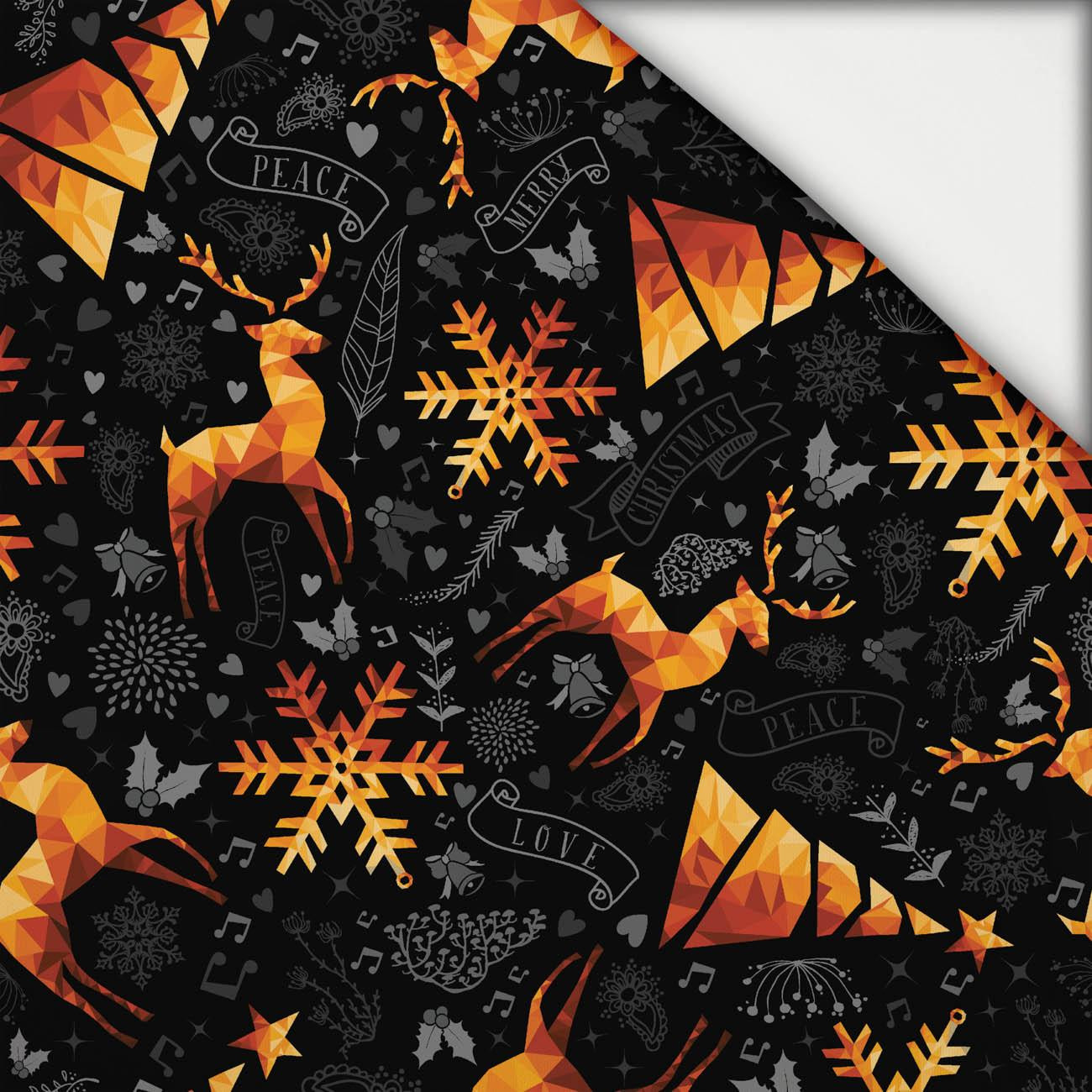 ZŁOTE JELENIE / czarny - lekka dzianina drapana