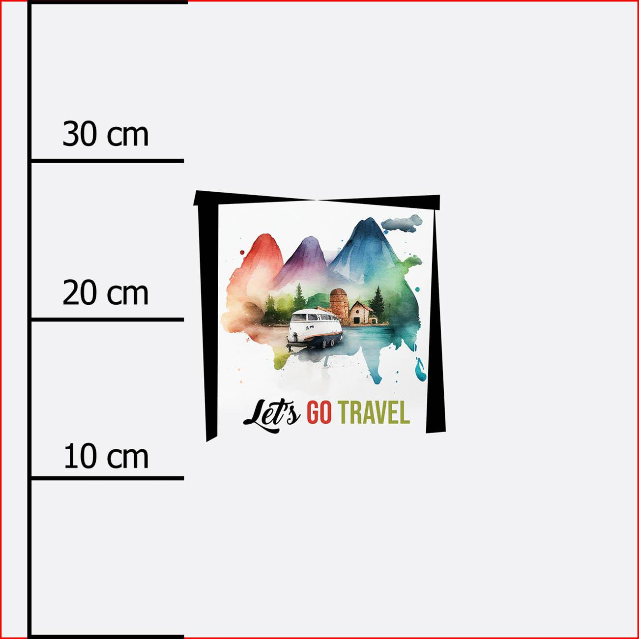 LET'S GO TRAVEL - panel (40cm x 40cm) jersey wiskozowy 